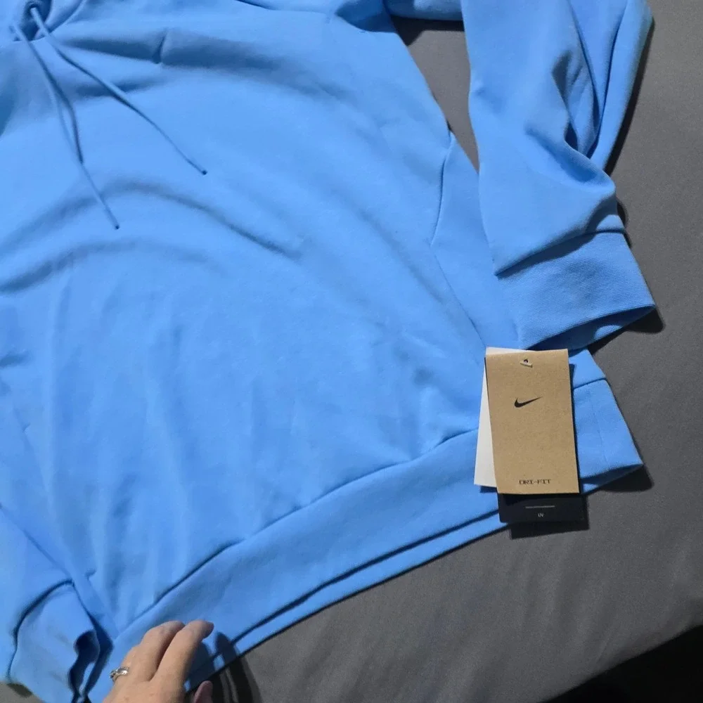 Nike Dri-FIT Training Hoodie Mens Small Blue FZ0969 UPF 40 Pullover Sweatshirt